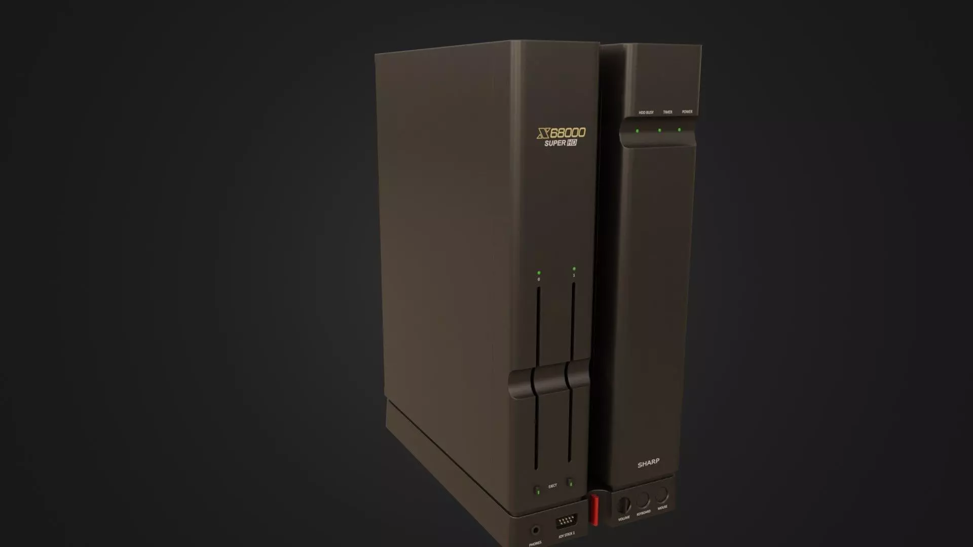 Sharp X68000 68K Home Computer Low-poly 3D model_0