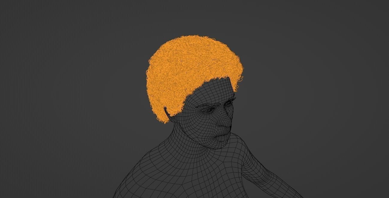Black Small Afro 3D model_15