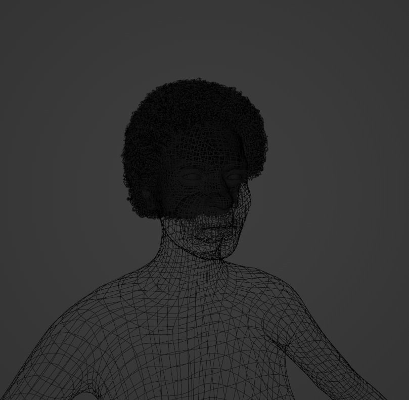 Black Small Afro 3D model_7