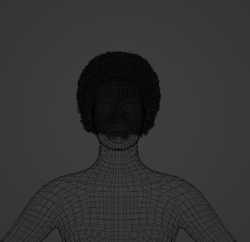 Black Small Afro 3D model_6