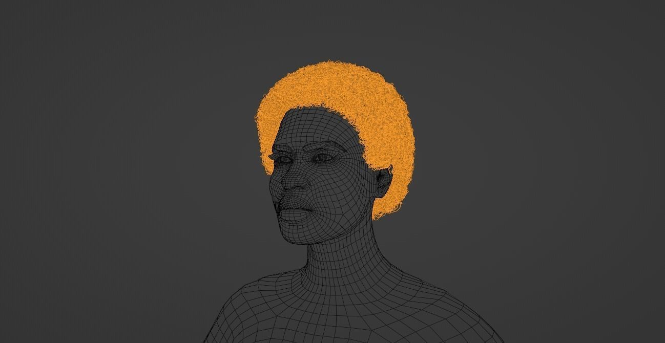 Black Small Afro 3D model_16