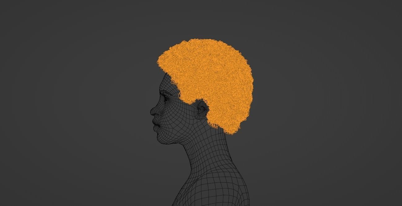 Black Small Afro 3D model_19