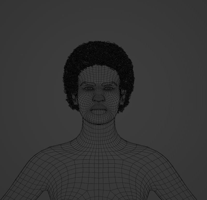 Black Small Afro 3D model_5