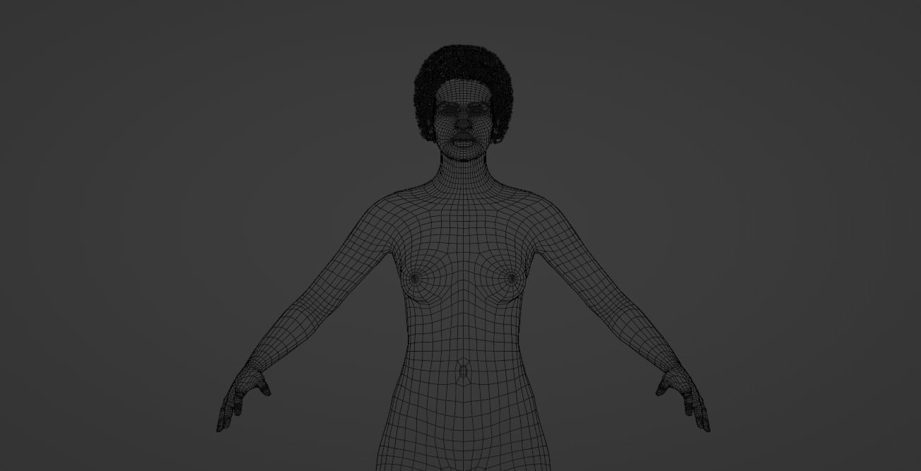 Black Small Afro 3D model_12