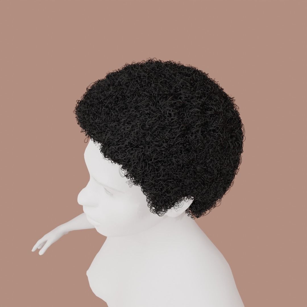 Black Small Afro 3D model_3