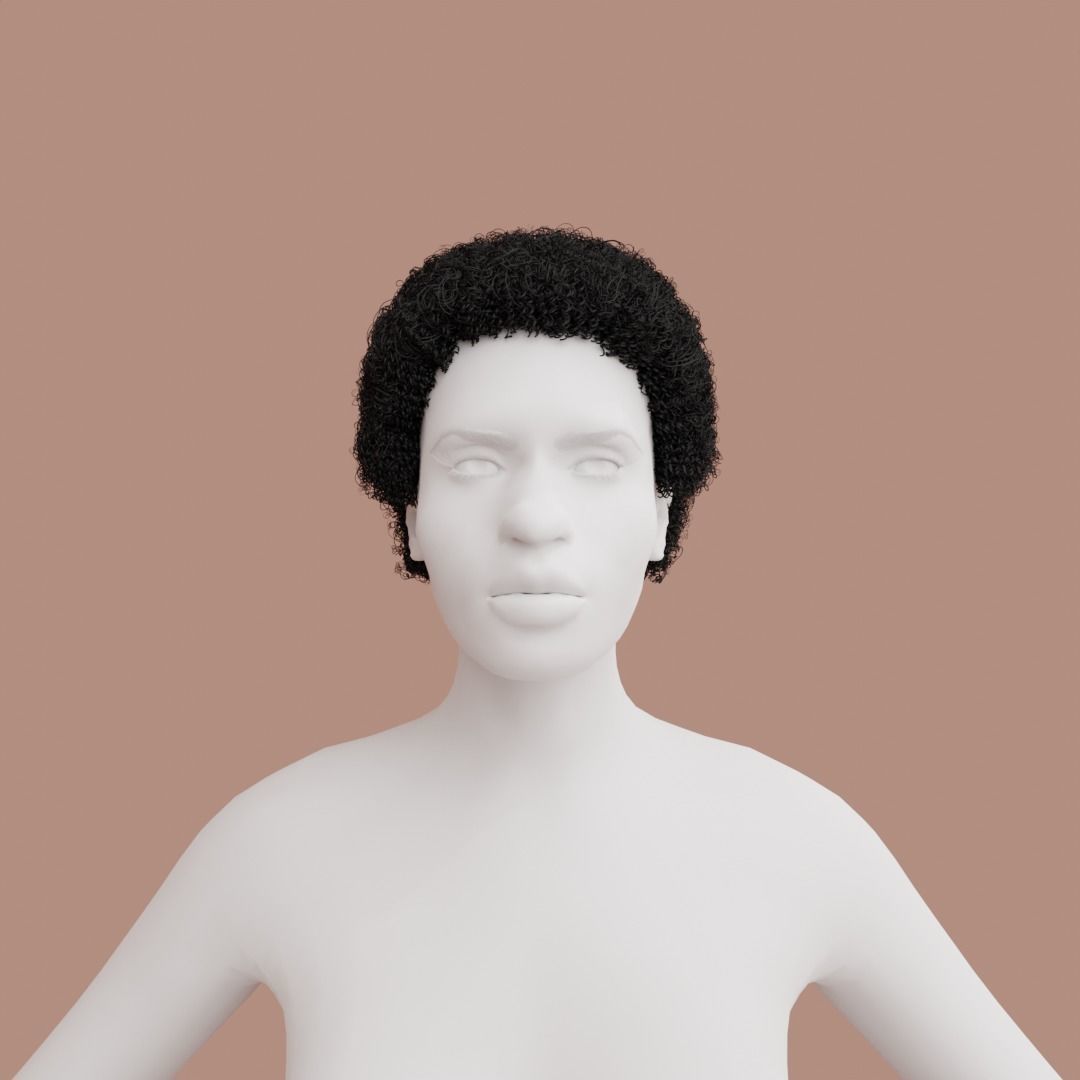 Black Small Afro 3D model_2