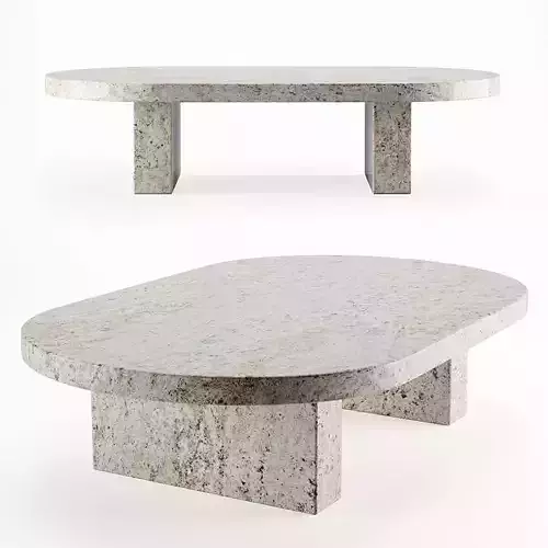 Vintage travertine oval coffee table