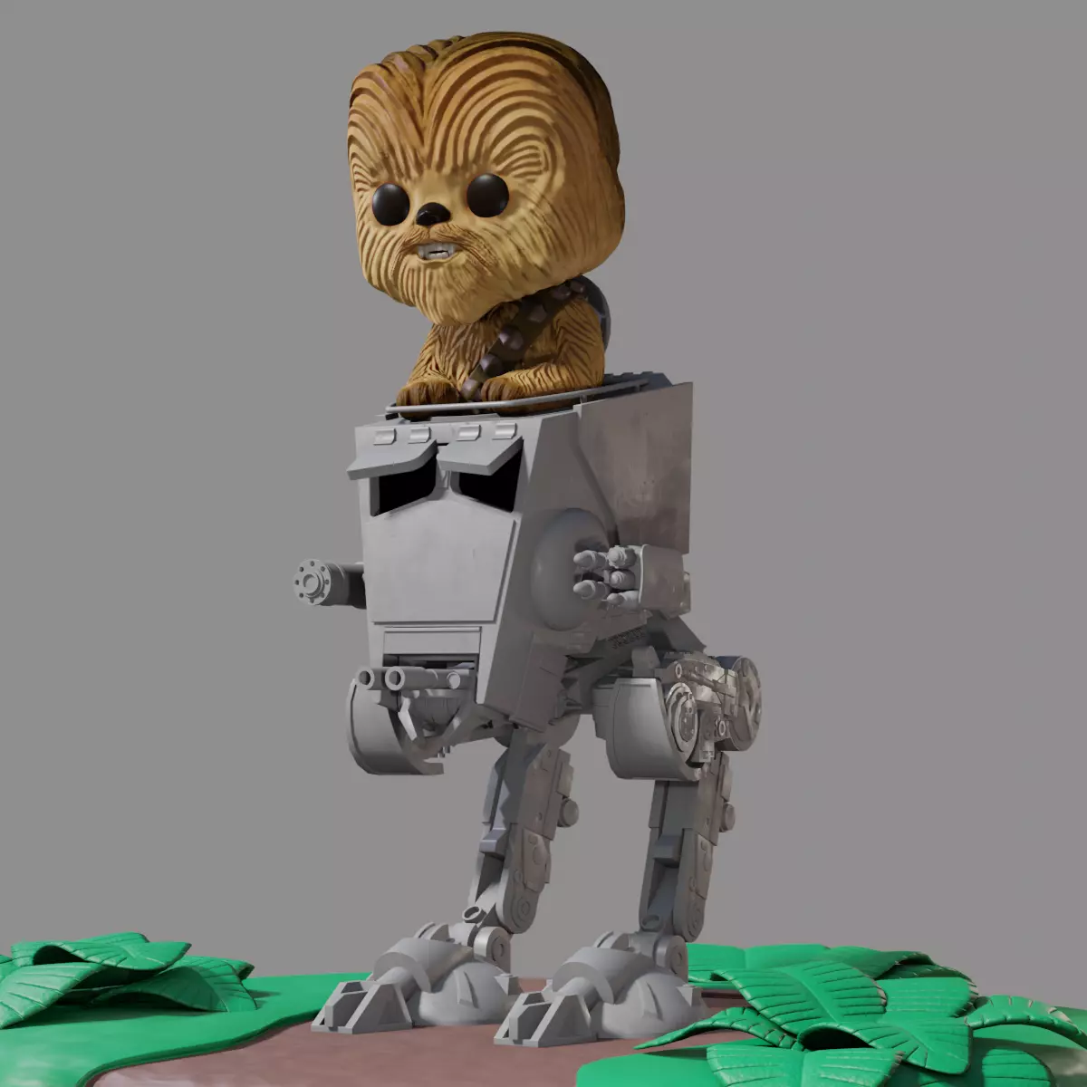 chewbacca on atst funko style 3D model