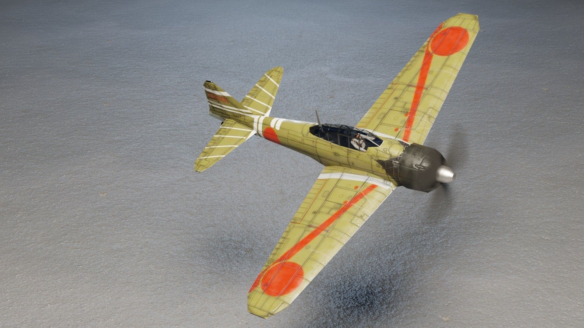 Mitsubishi A6M Zero WW2 fighter Low-poly 3D model_13