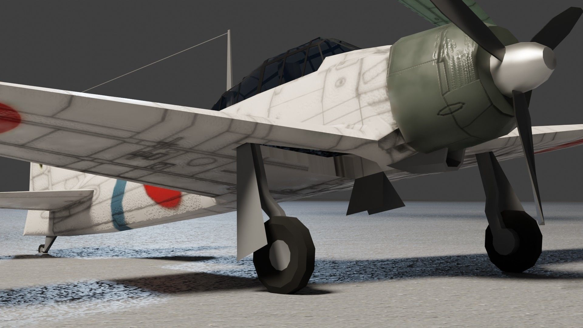 Mitsubishi A6M Zero WW2 fighter Low-poly 3D model_14