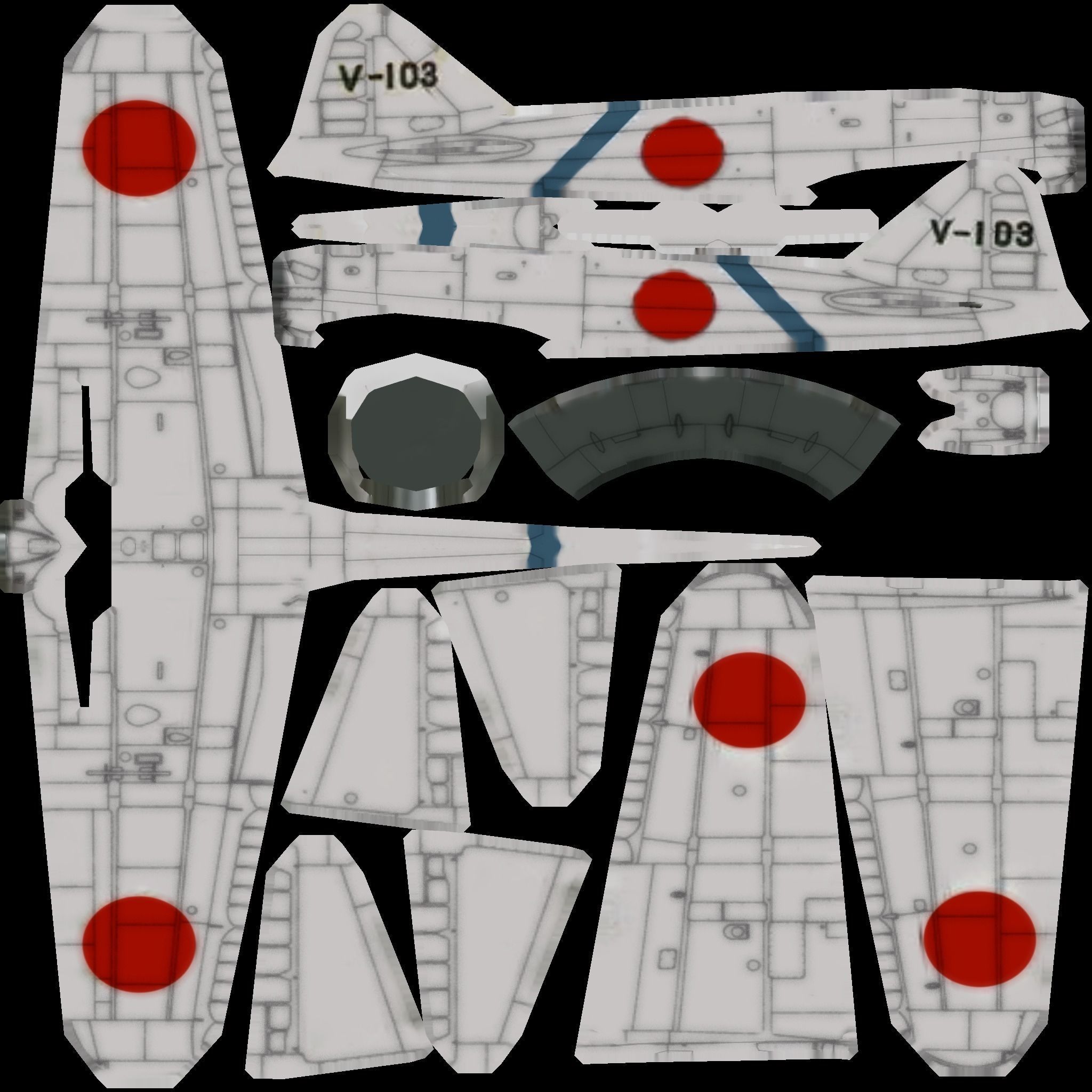 Mitsubishi A6M Zero WW2 fighter Low-poly 3D model_17