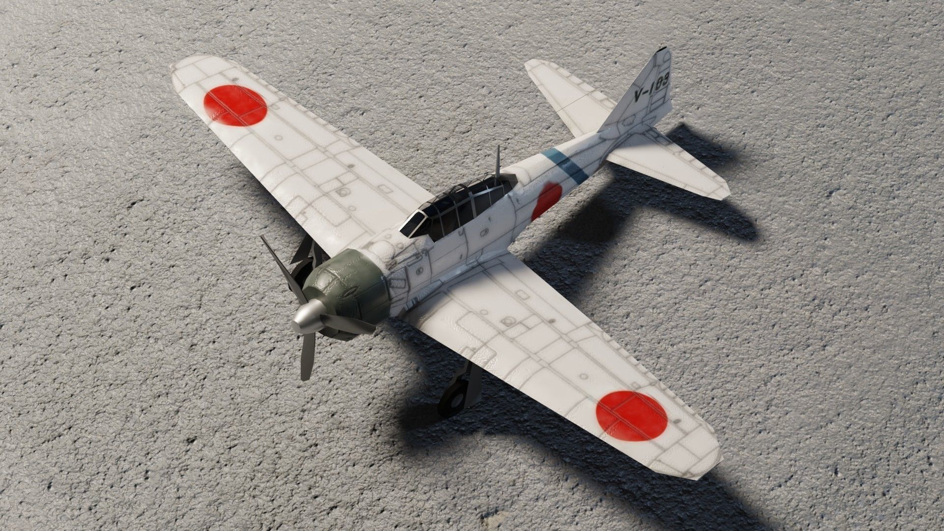 Mitsubishi A6M Zero WW2 fighter Low-poly 3D model_7