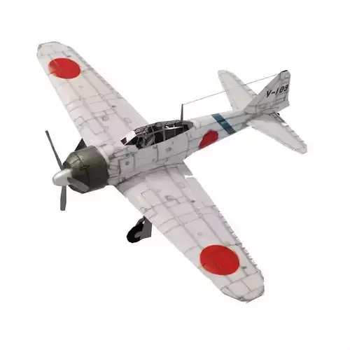 Mitsubishi A6M Zero WW2 fighter Low-poly 3D model Mitsubishi A6M Zero WW2 fighter Low-poly 3D model