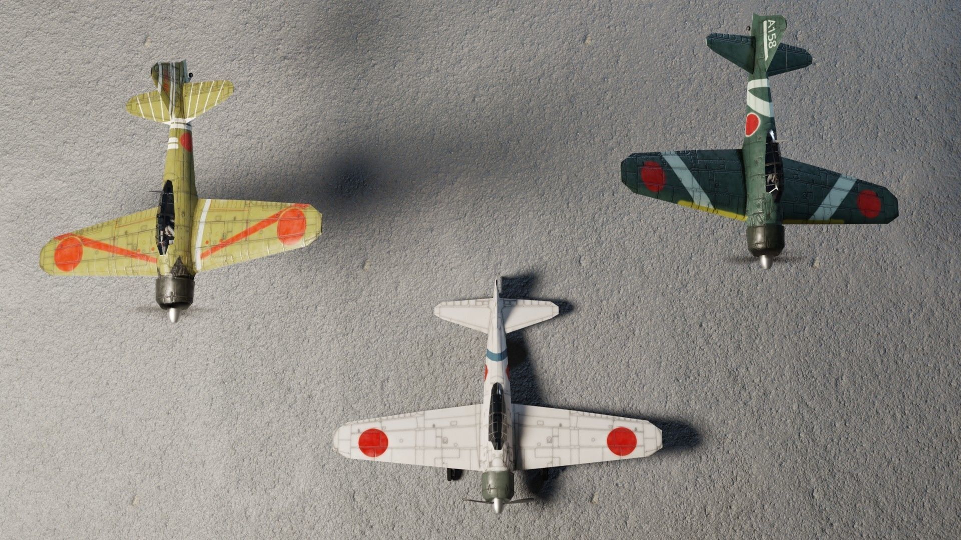 Mitsubishi A6M Zero WW2 fighter Low-poly 3D model_6