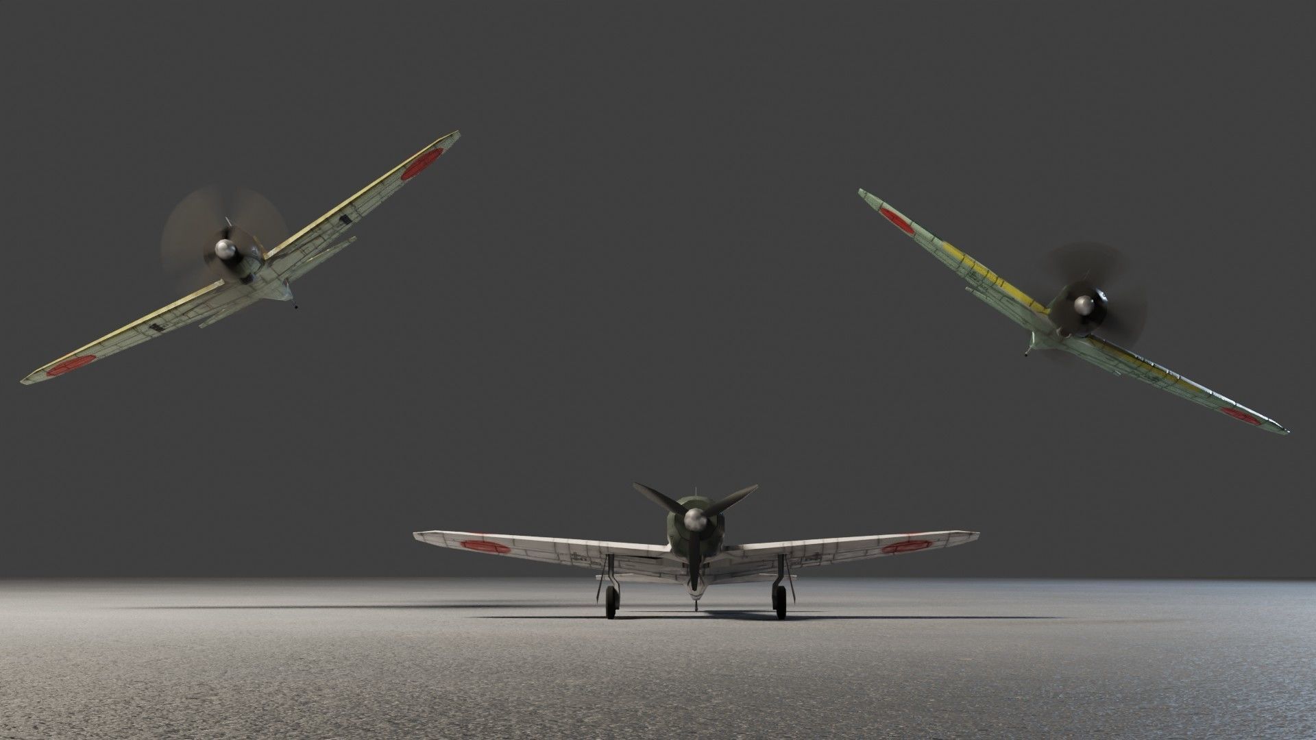 Mitsubishi A6M Zero WW2 fighter Low-poly 3D model_5