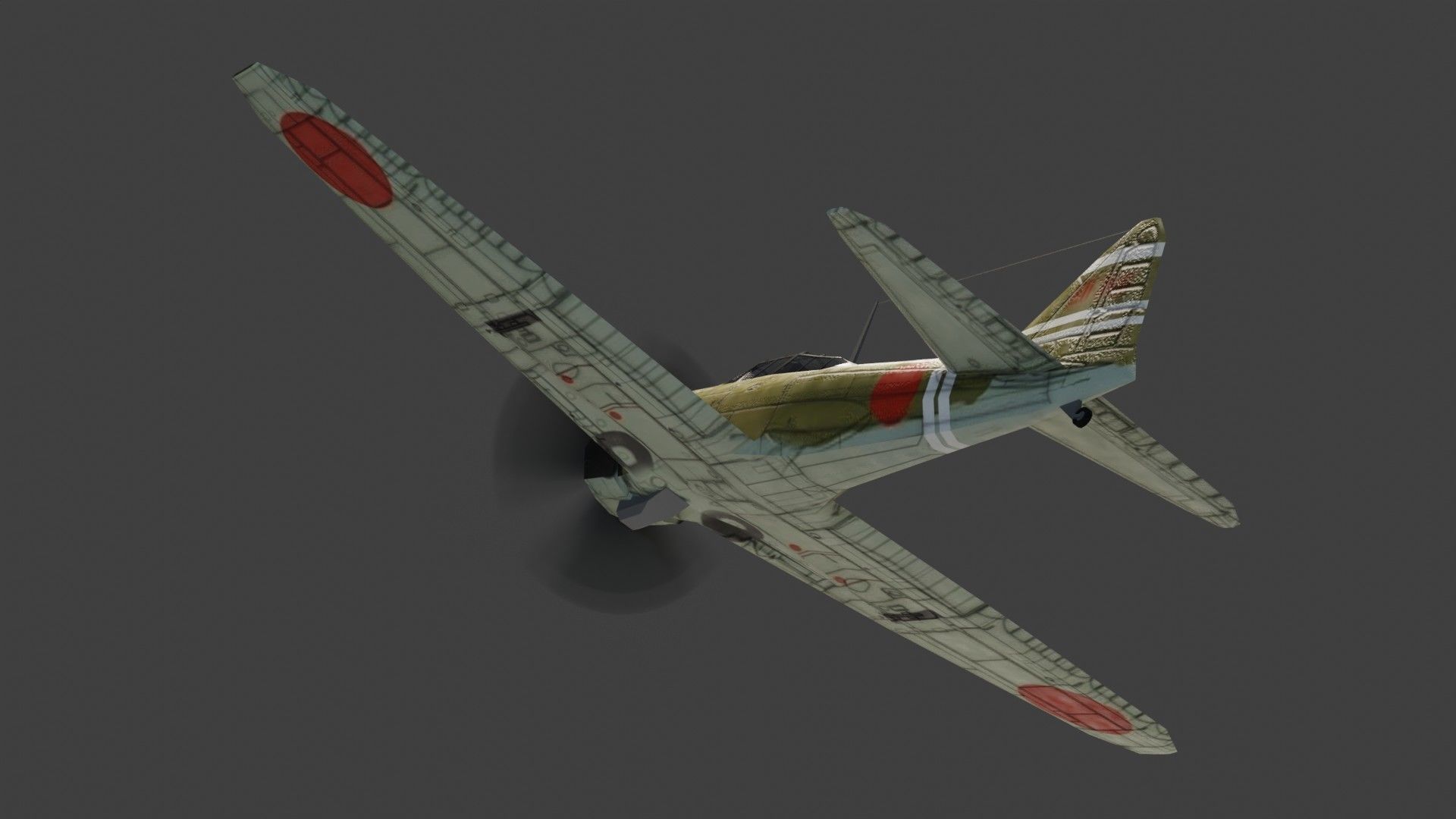 Mitsubishi A6M Zero WW2 fighter Low-poly 3D model_12