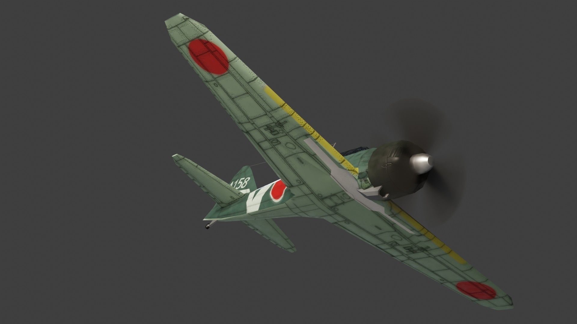 Mitsubishi A6M Zero WW2 fighter Low-poly 3D model_10