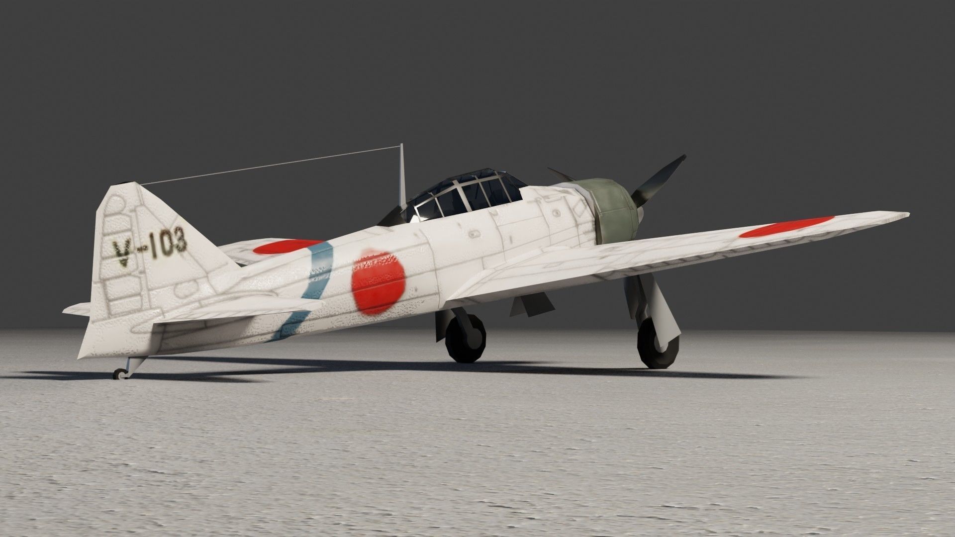 Mitsubishi A6M Zero WW2 fighter Low-poly 3D model_9