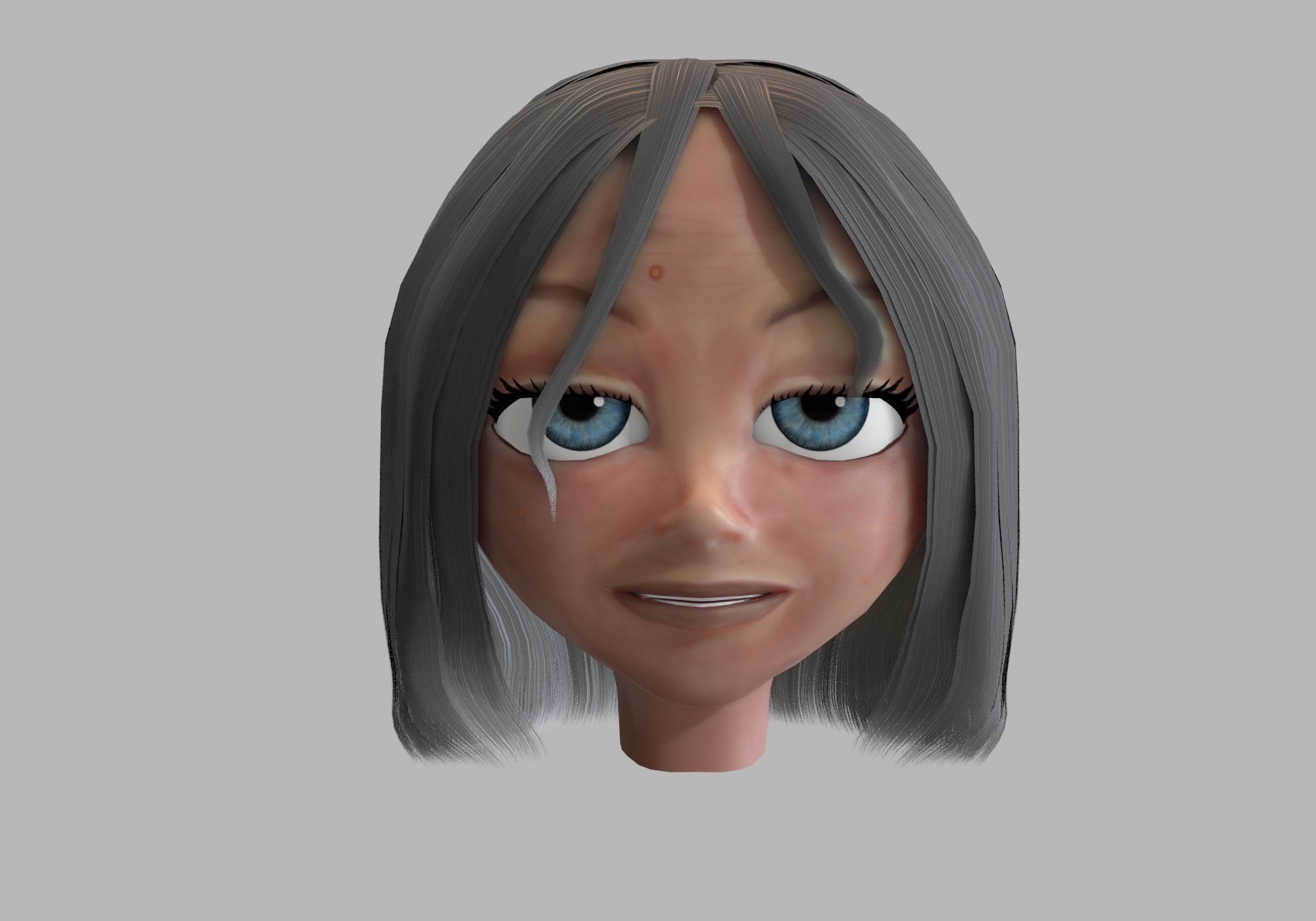 old woman head with 13 shape keys Low-poly 3D model_1