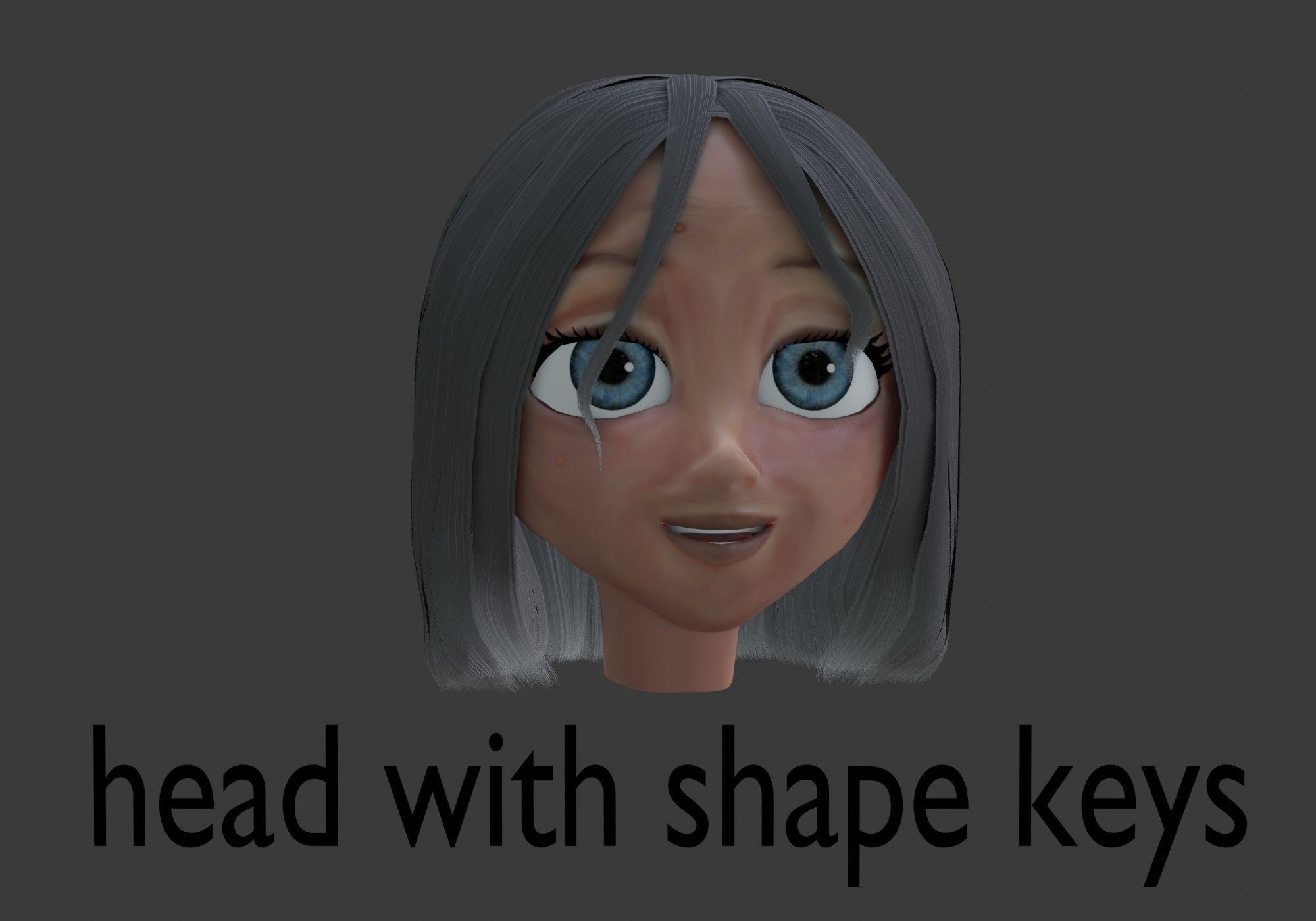 old woman head with 13 shape keys Low-poly 3D model_8