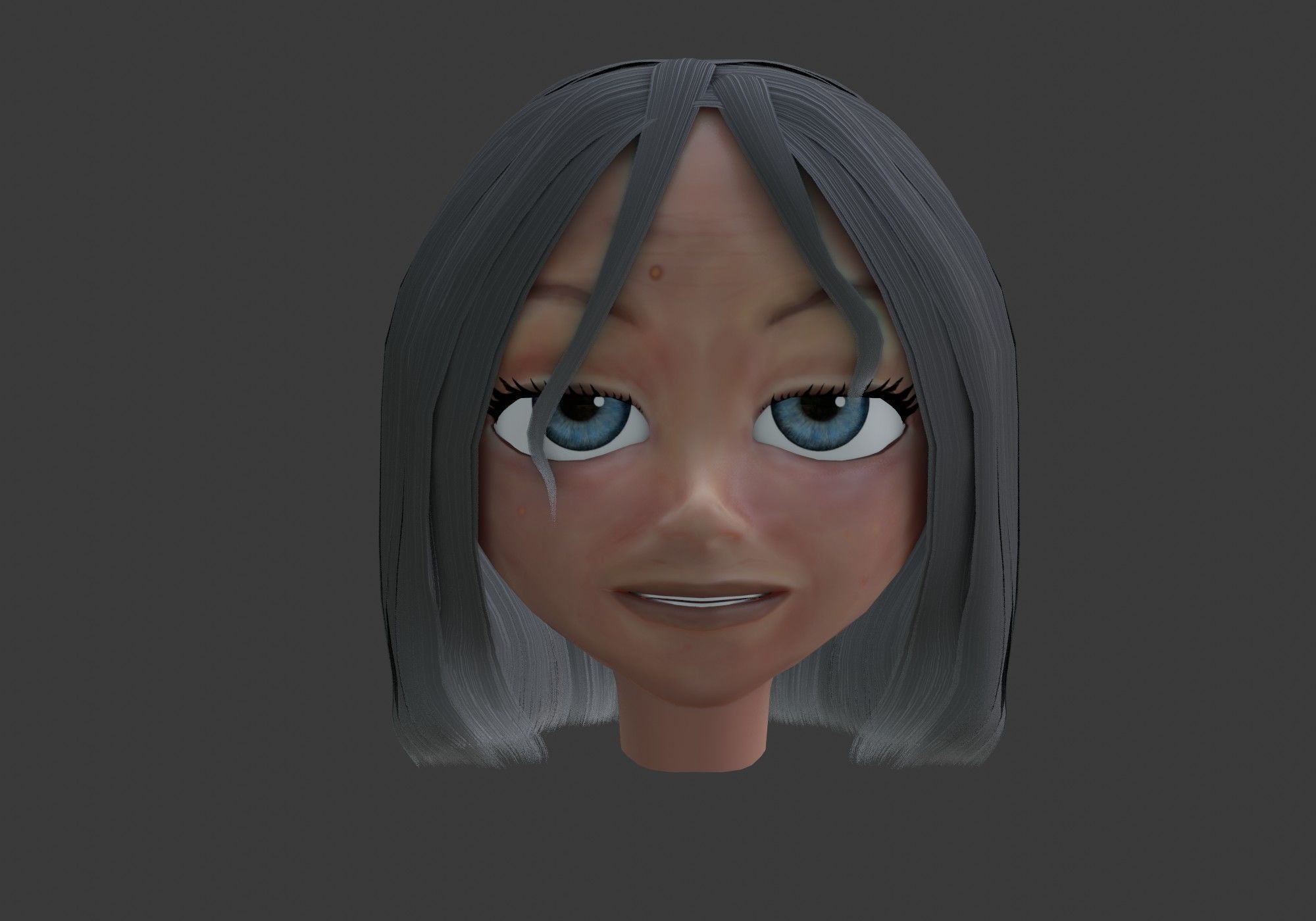 old woman head with 13 shape keys Low-poly 3D model_9