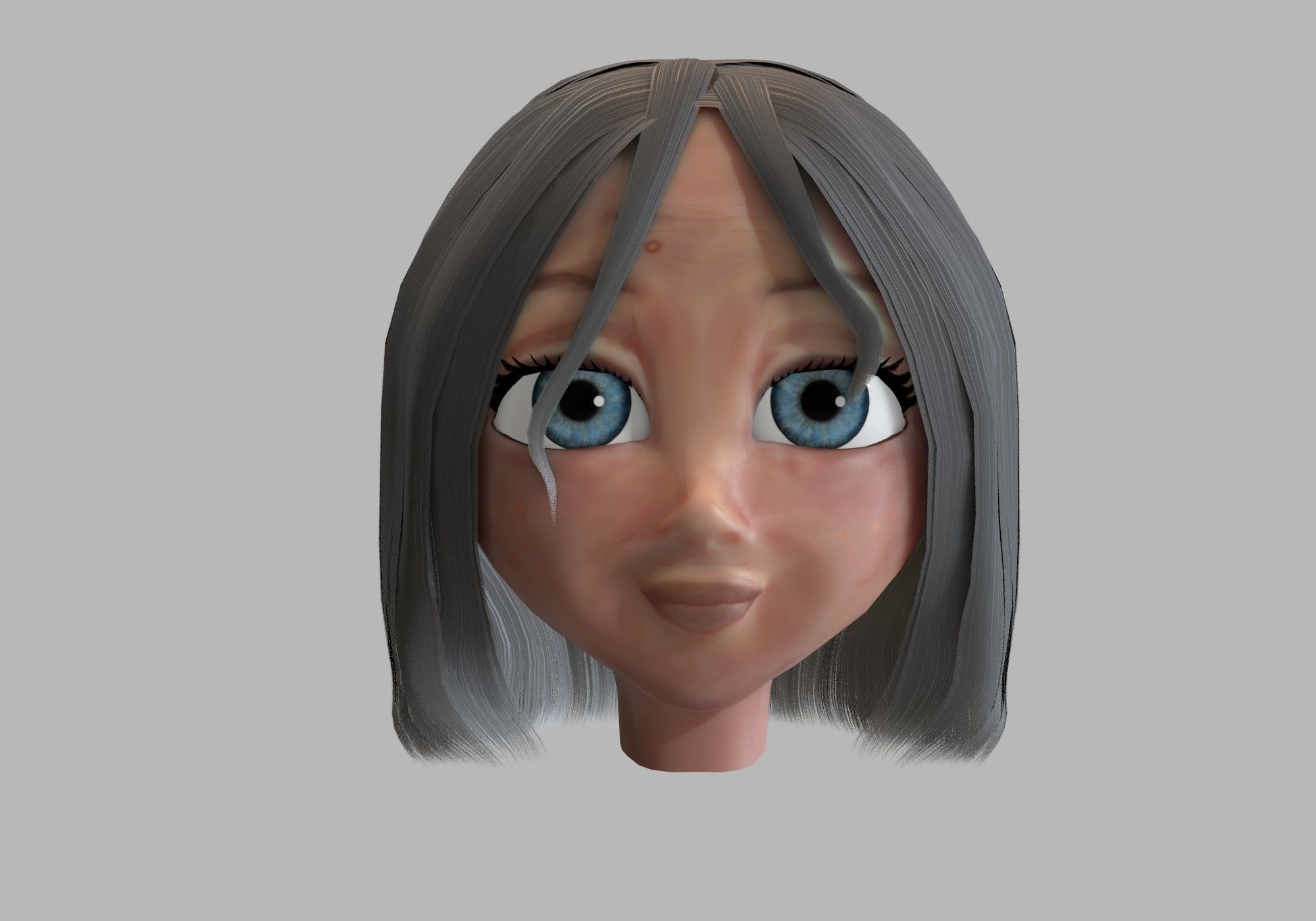 old woman head with 13 shape keys Low-poly 3D model_3