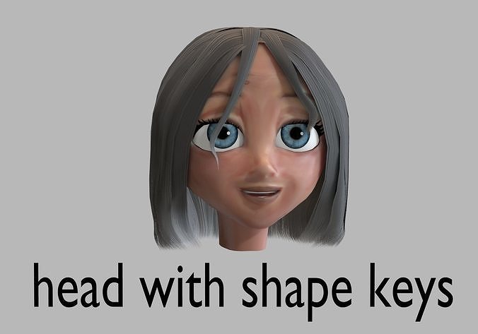 old woman head with 13 shape keys Low-poly 3D model