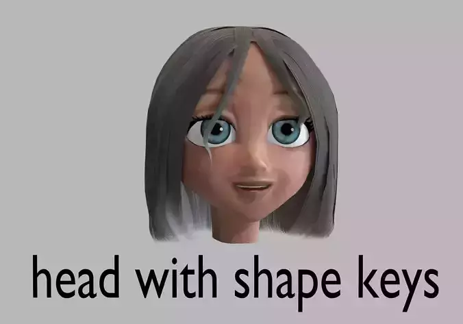 old woman head with 13 shape keys Low-poly 3D model