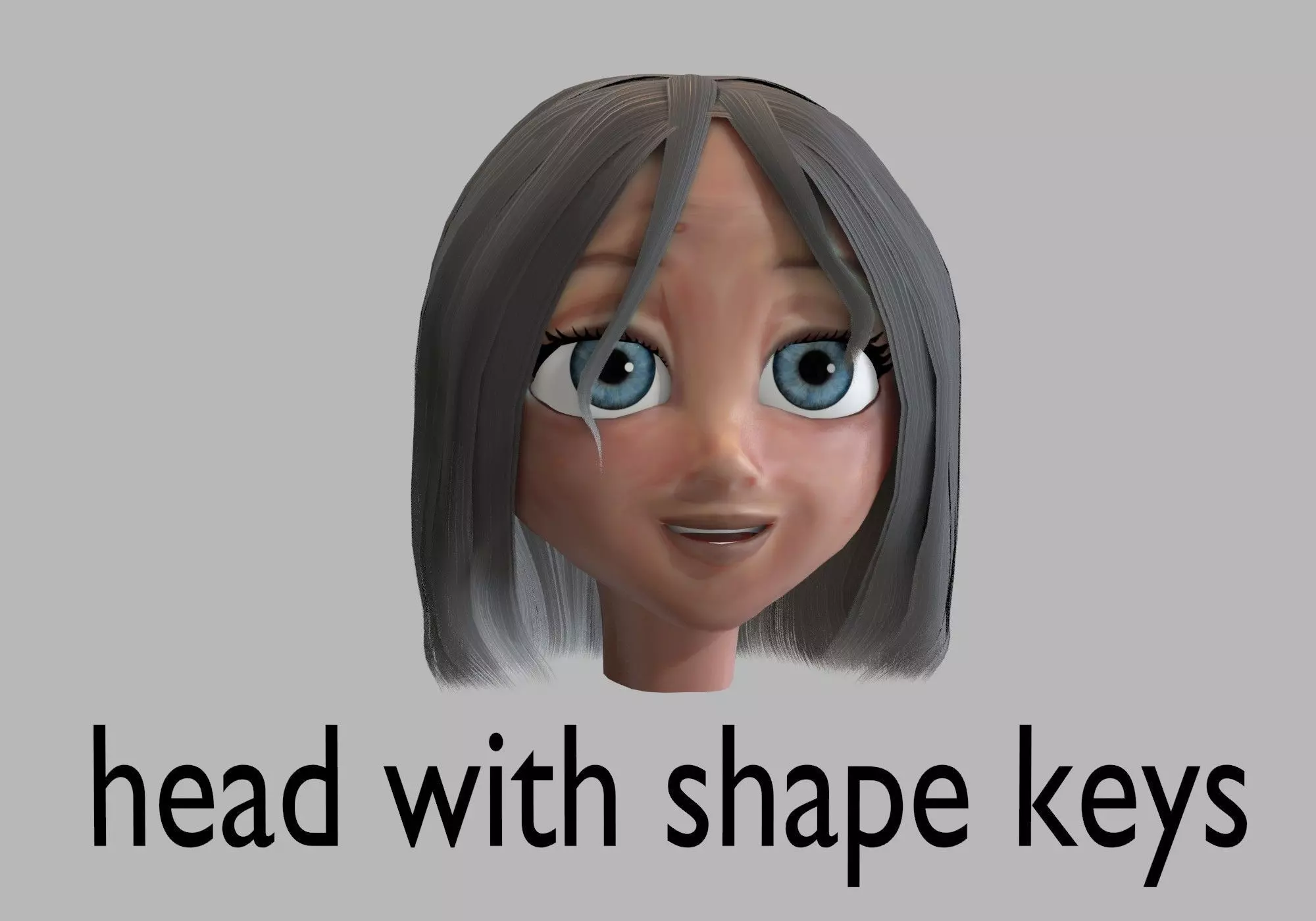 old woman head with 13 shape keys Low-poly 3D model_0