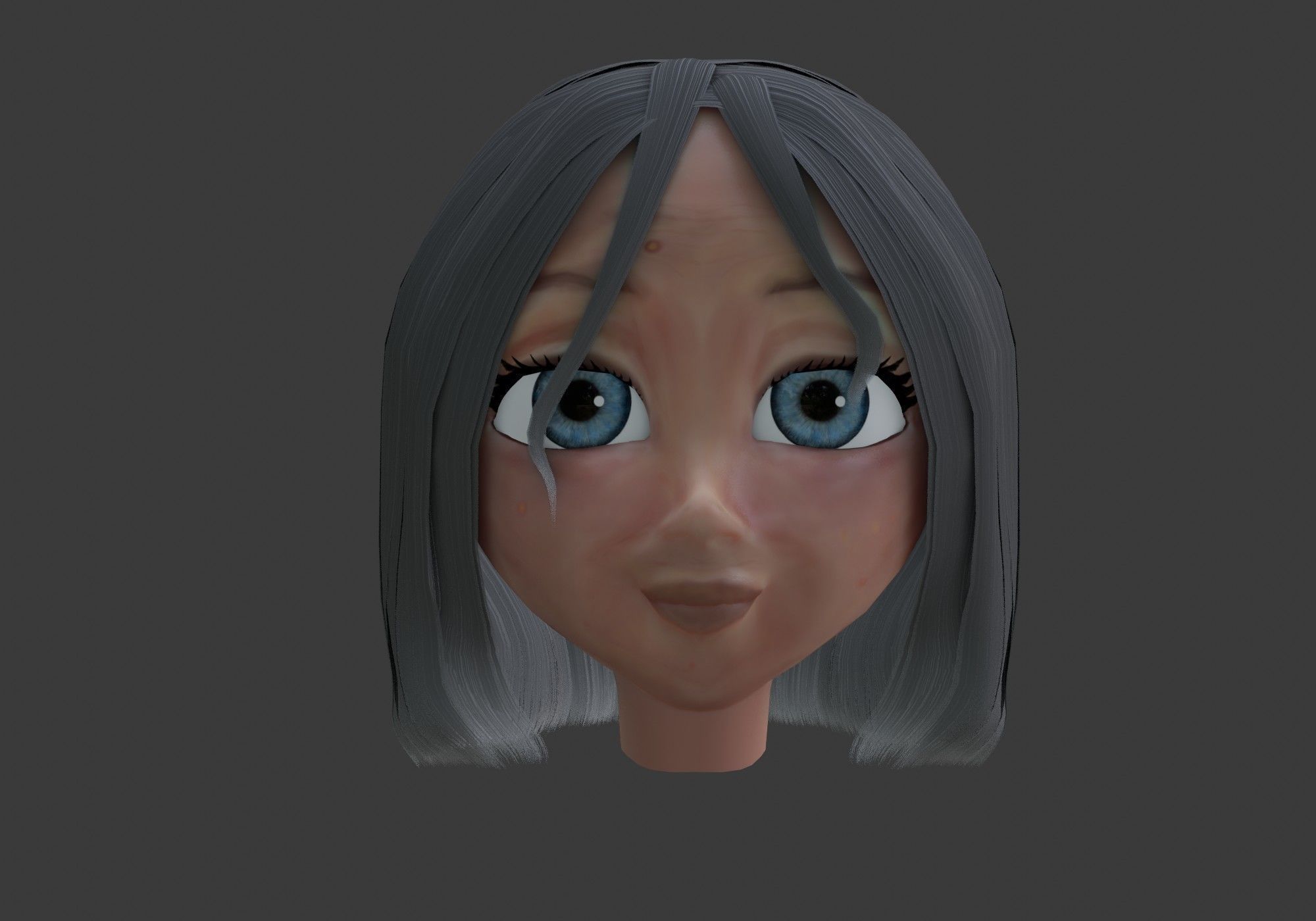 old woman head with 13 shape keys Low-poly 3D model_11