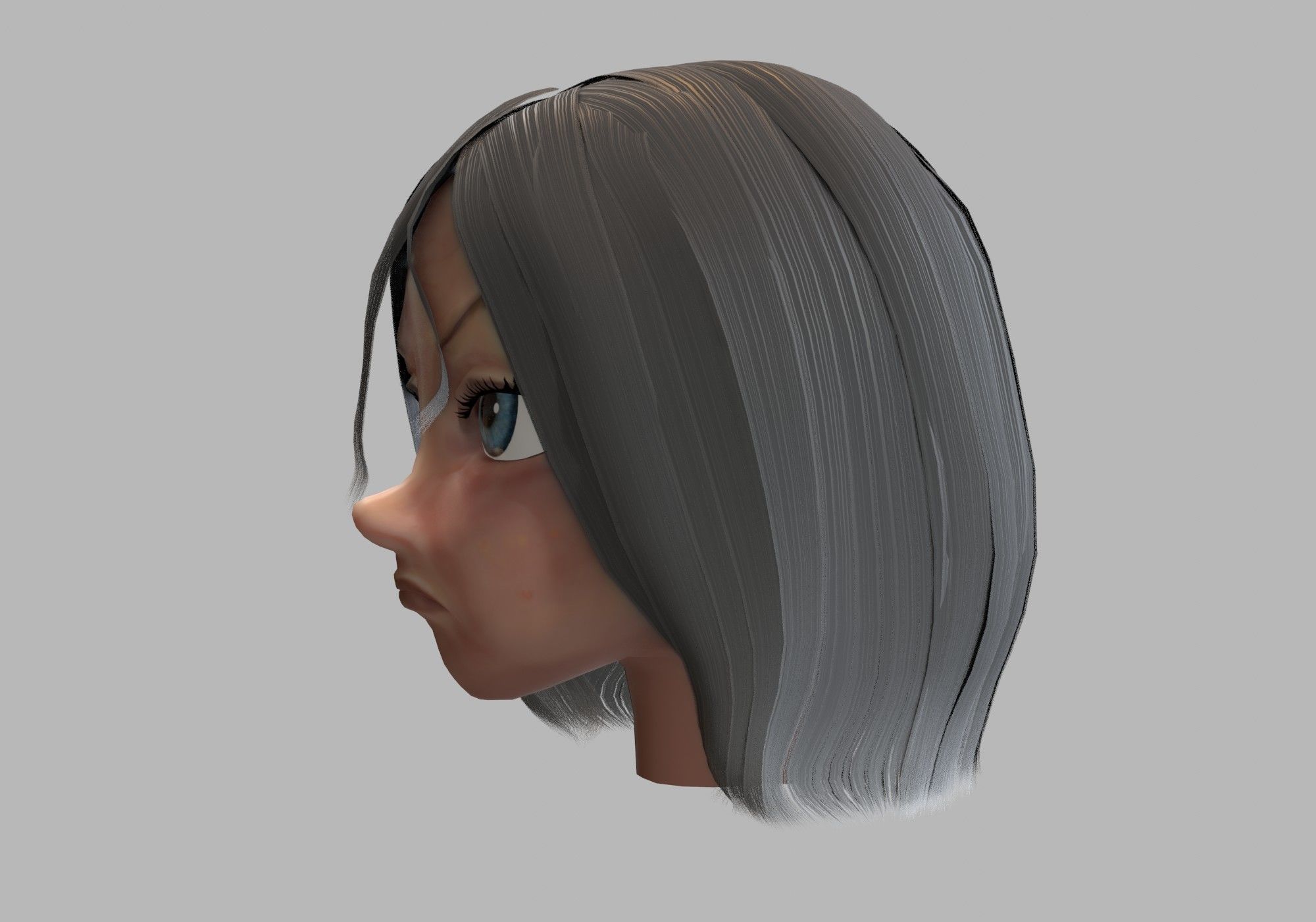 old woman head with 13 shape keys Low-poly 3D model_7