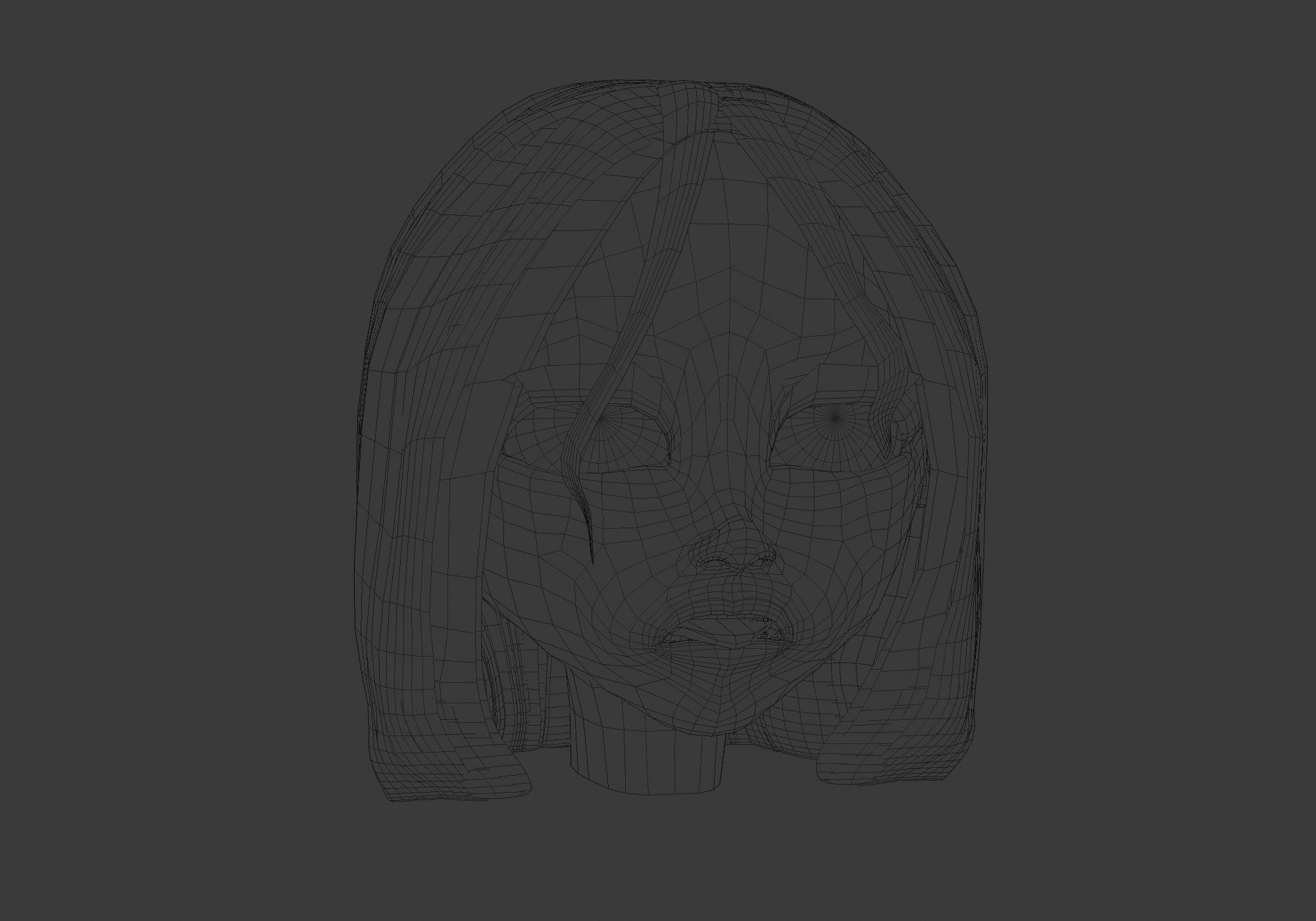 old woman head with 13 shape keys Low-poly 3D model_16