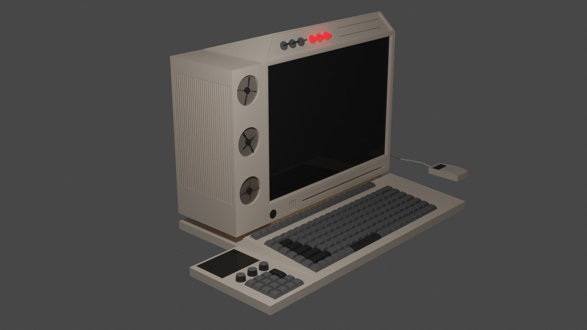Low Poly Retro Computer 3D model_1