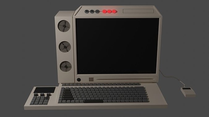 Low Poly Retro Computer 3D model