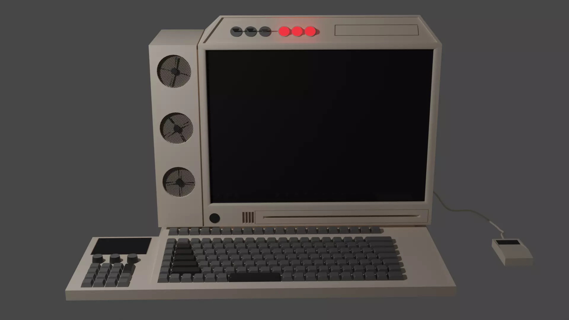 Low Poly Retro Computer 3D model_0