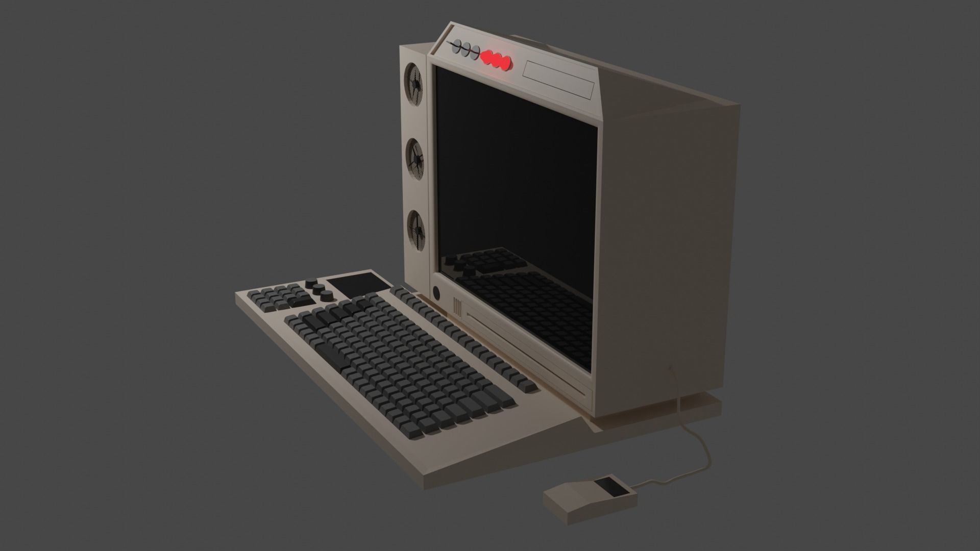 Low Poly Retro Computer 3D model_2