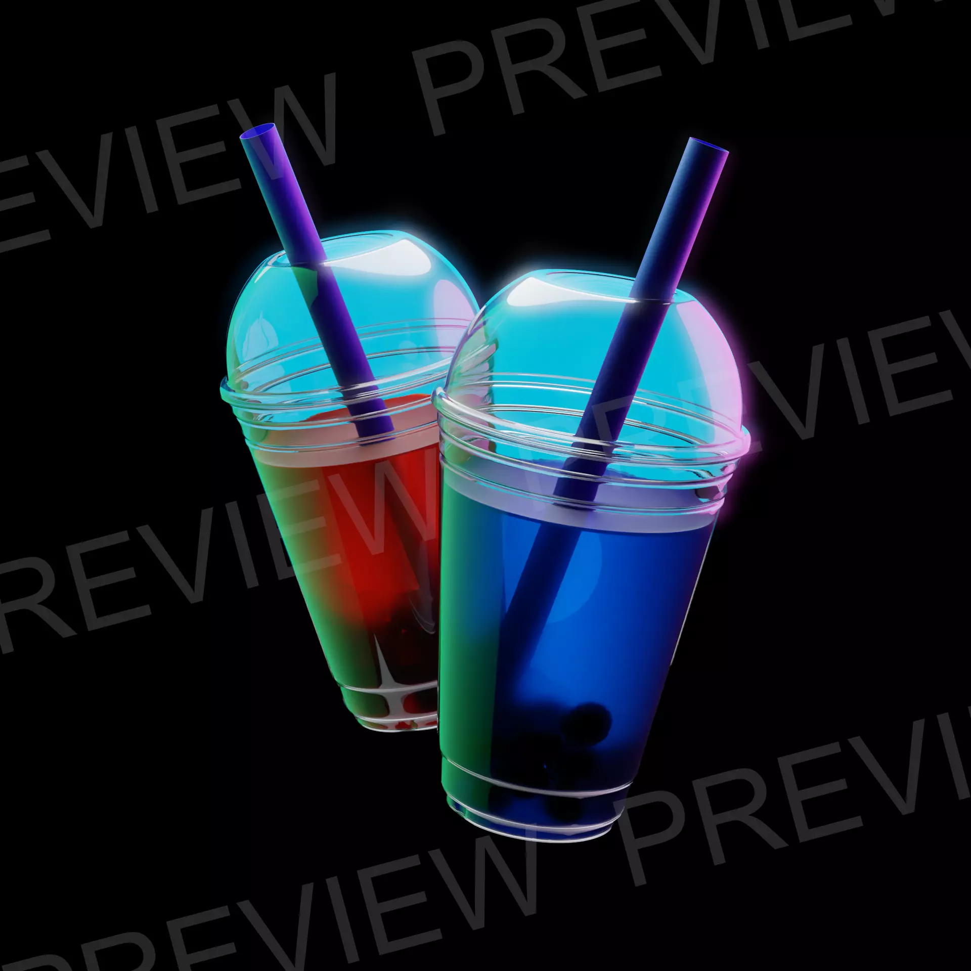 Animated HD Boba Tea Icon Low-poly 3D model