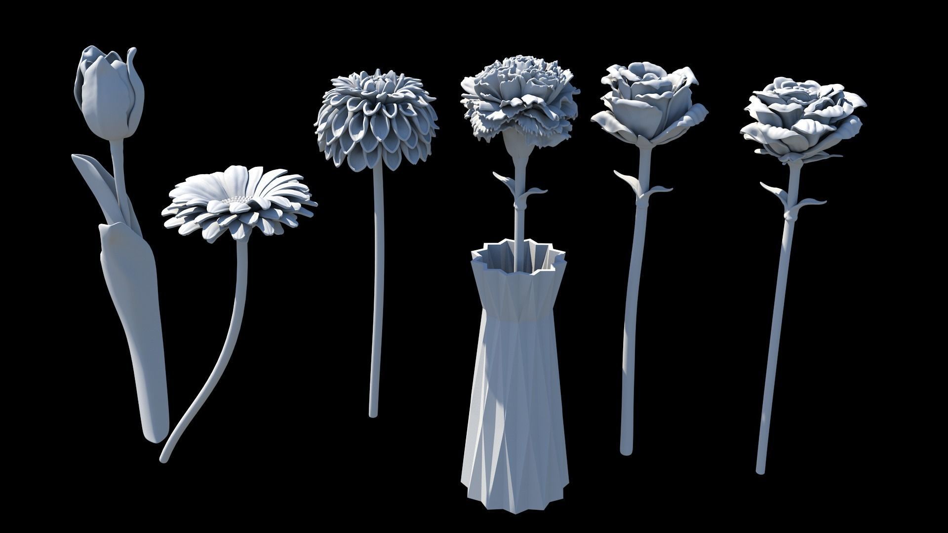 Flowers in vase 3D print model_1
