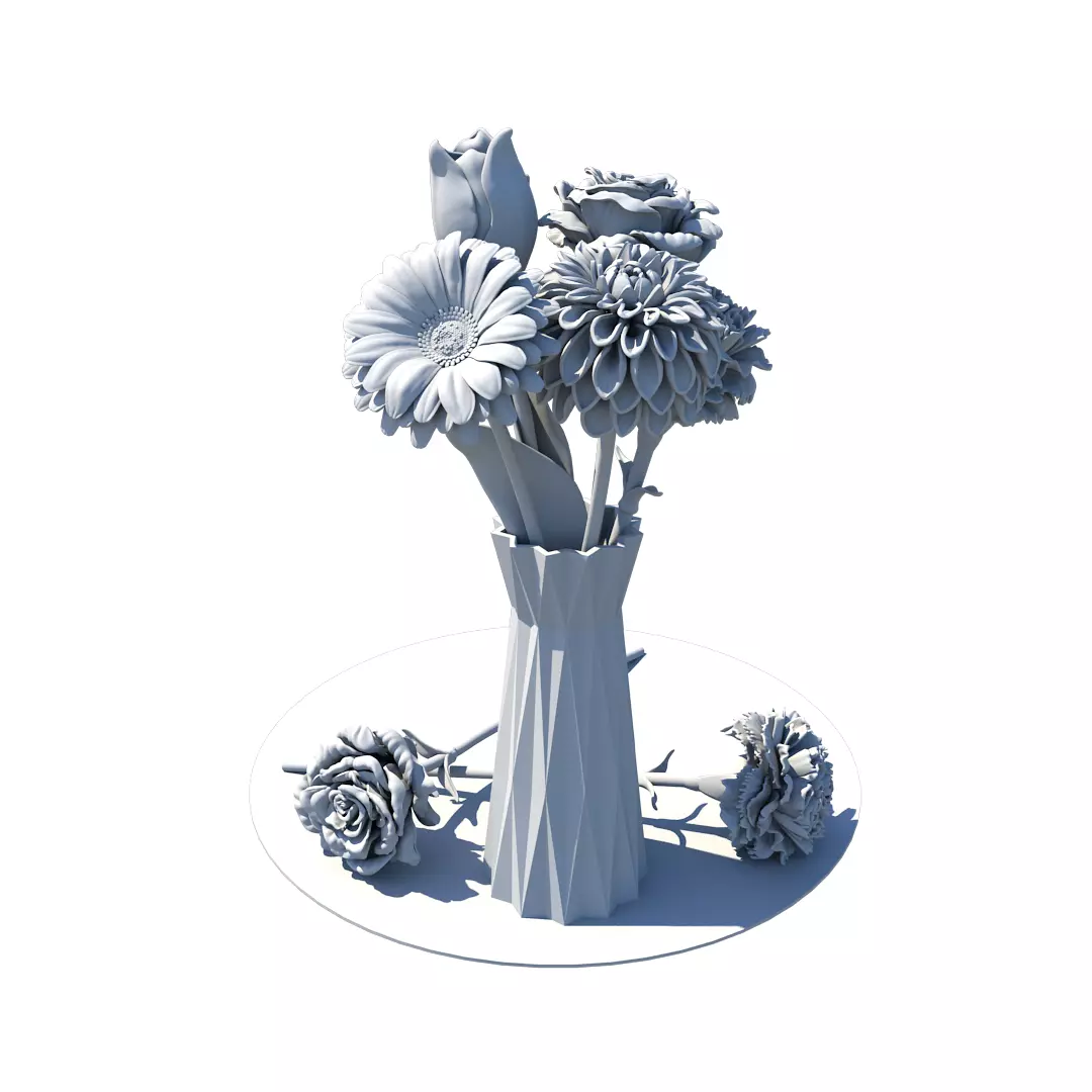 Flowers in vase 3D print model_0