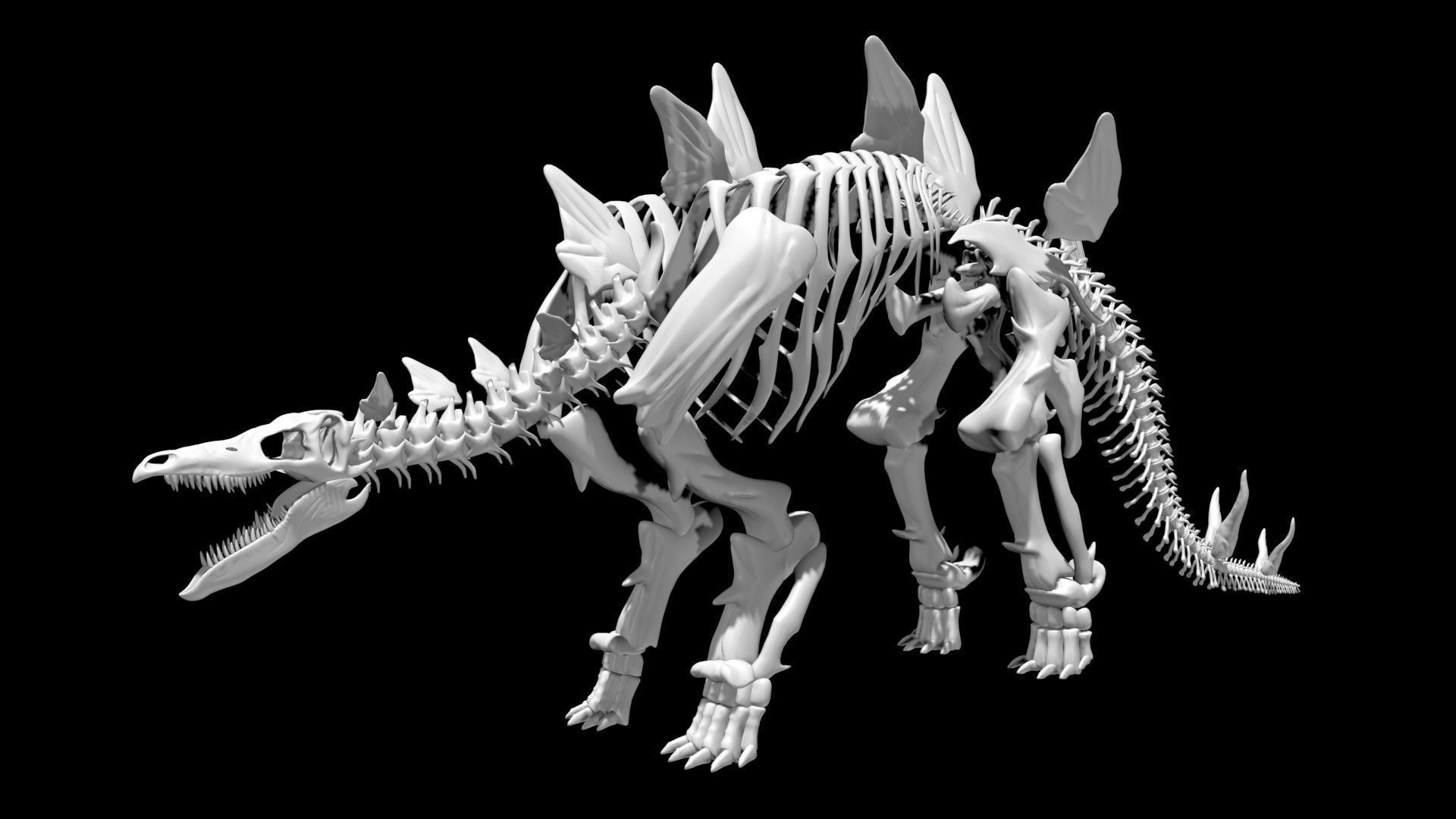 Stegosaurus skeleton Low-poly 3D model_2