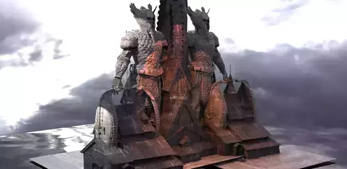 Viking Hall exterior ship design With Statue of warrior 4