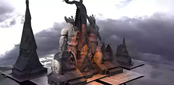 Viking Town with Statue of warrior  