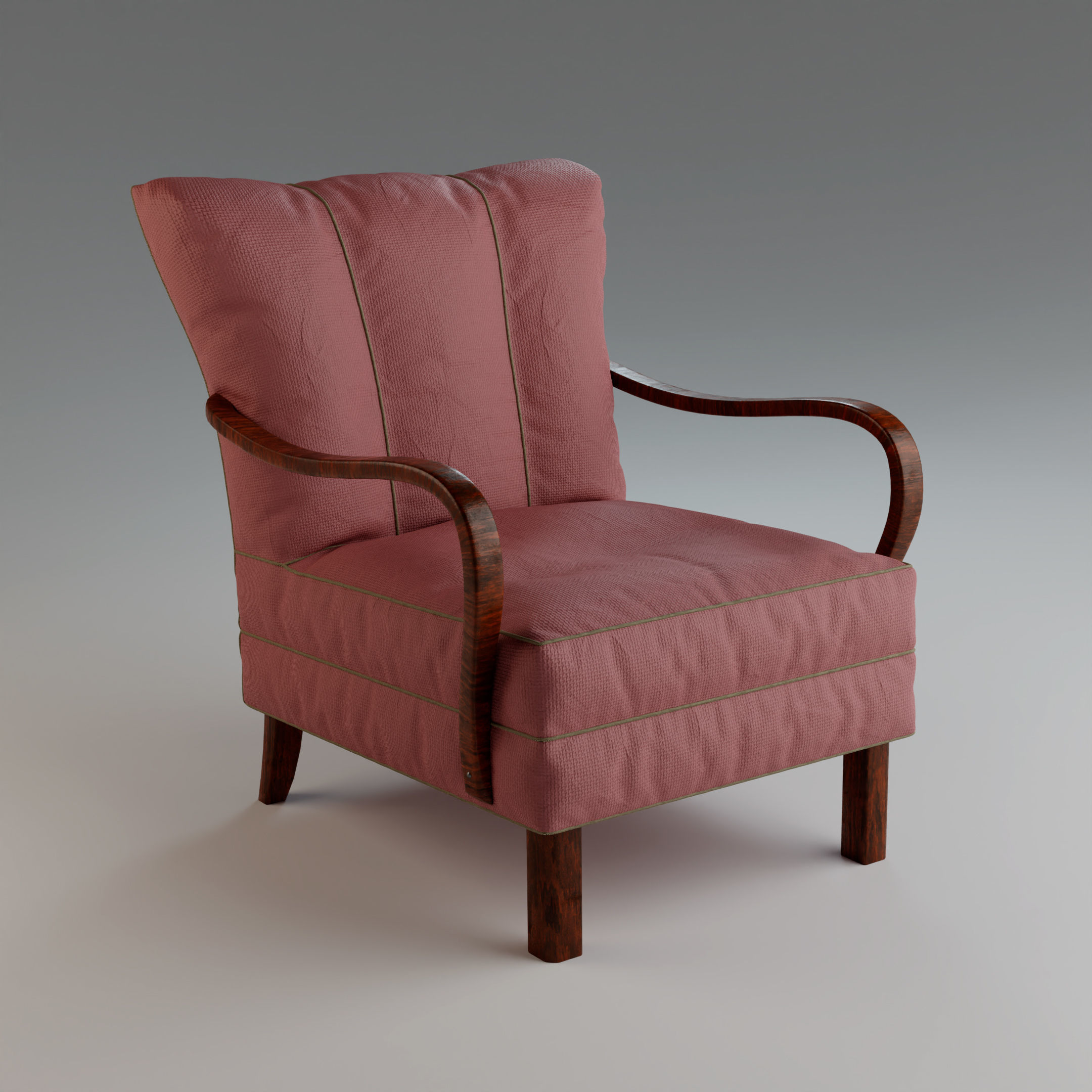 Photoreal 1940s Vintage Armchair 3D model_8