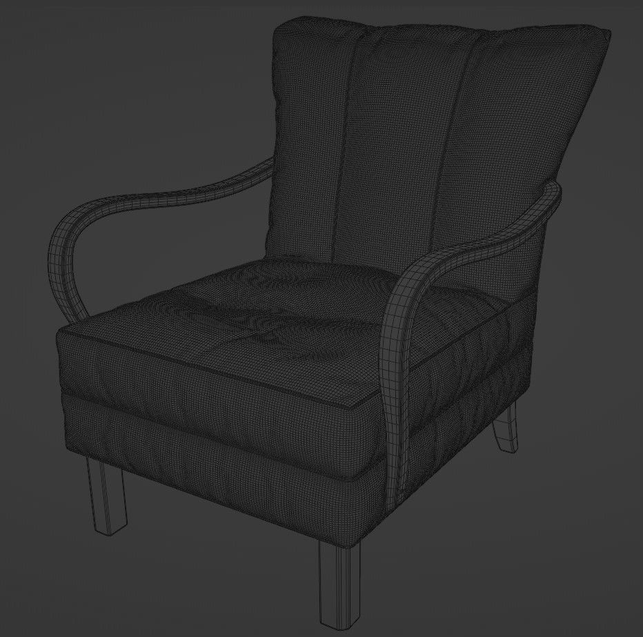 Photoreal 1940s Vintage Armchair 3D model_13