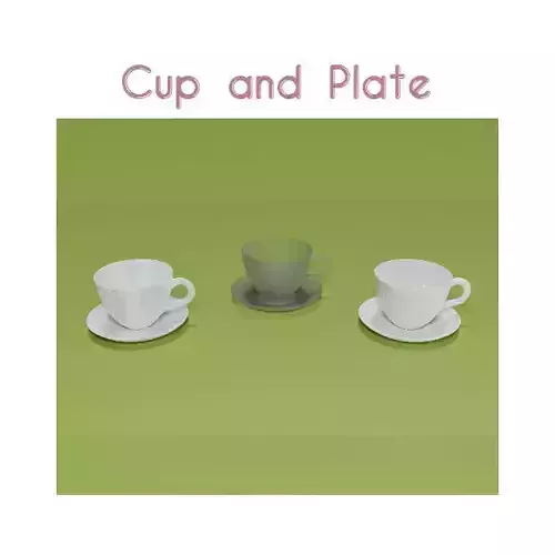 Cup and Plate Low-poly 3D model