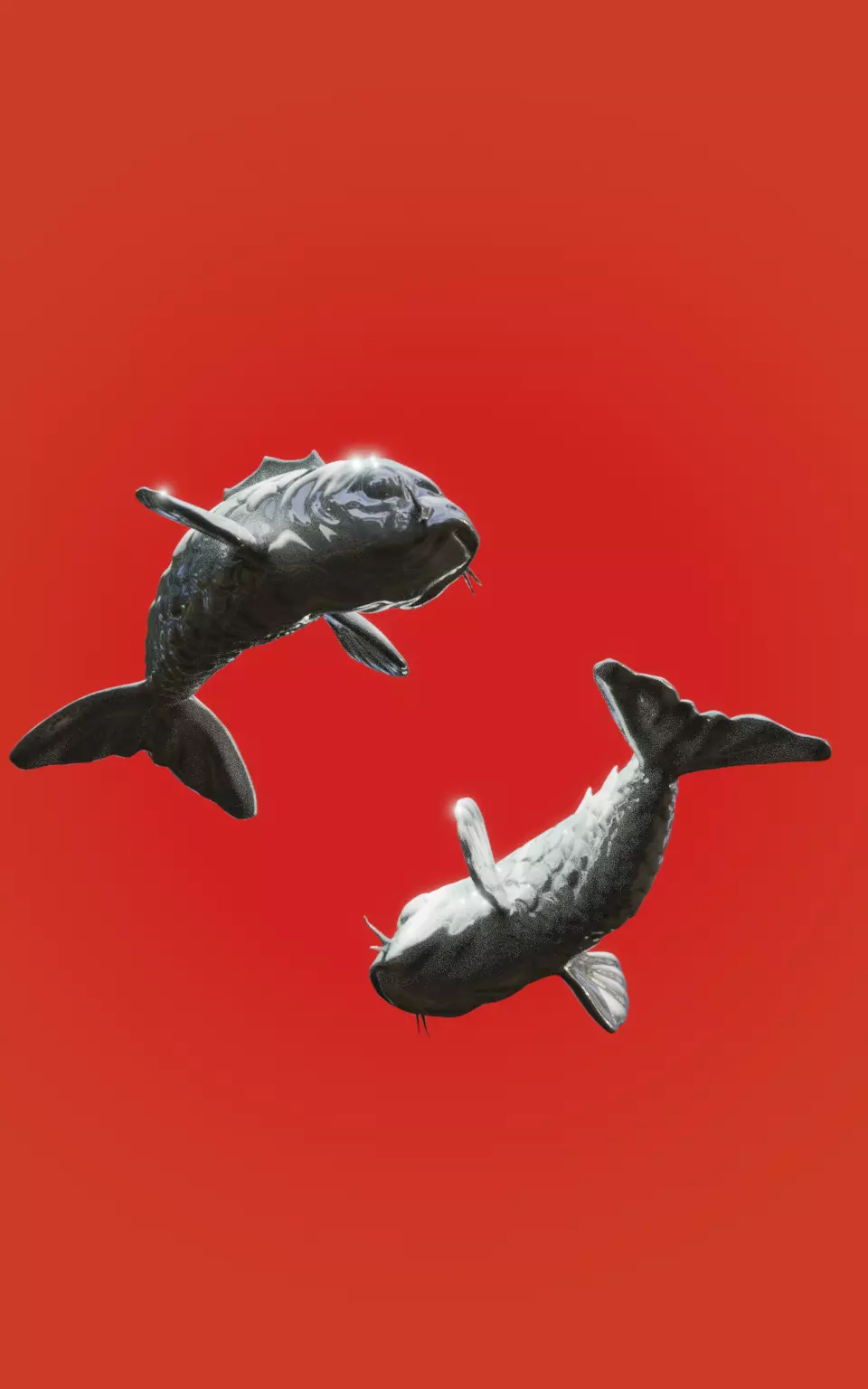 Koi fish sculpture Low-poly 3D model
