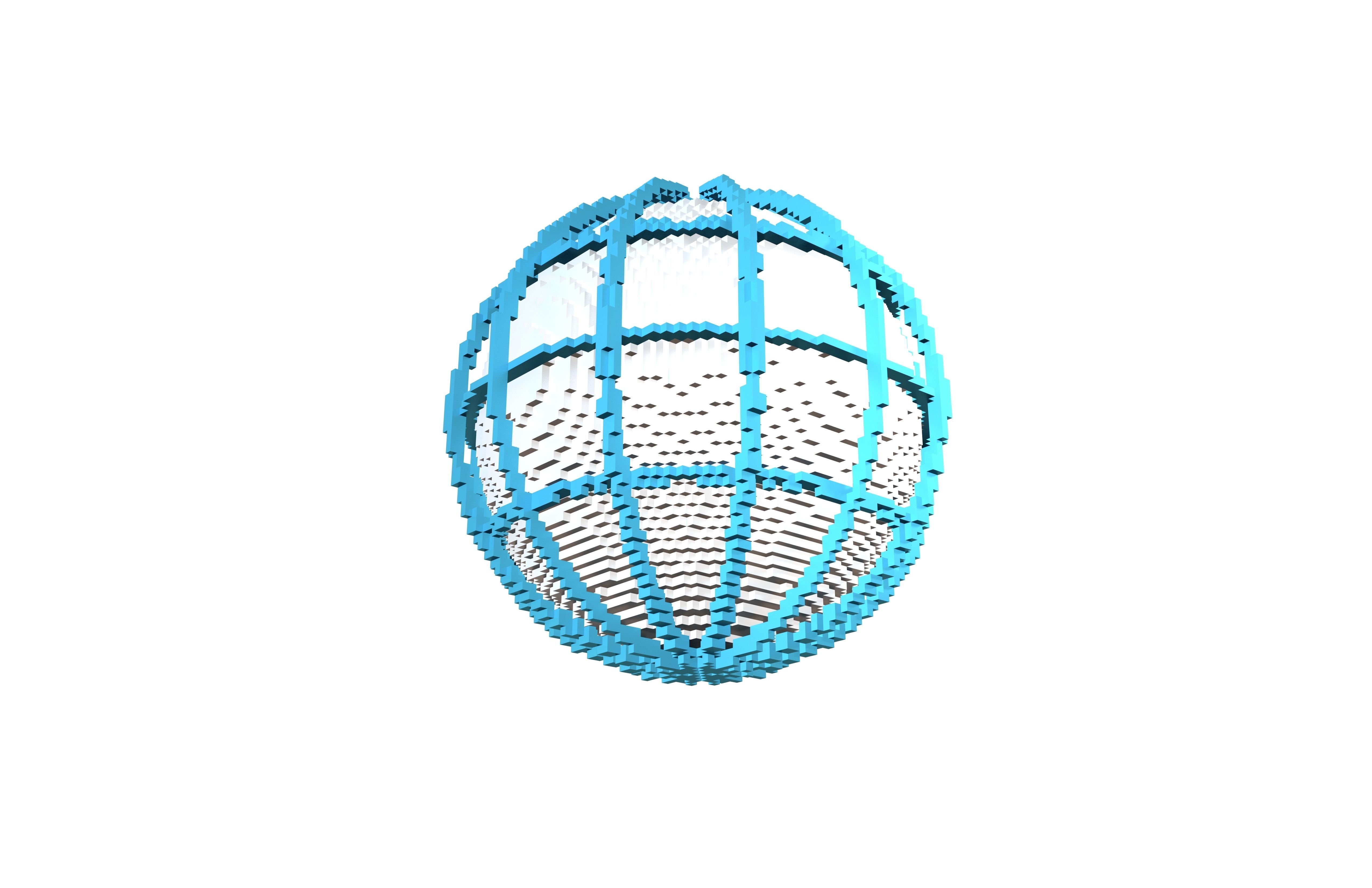 Voxel Globe with Meridians v1 002 Low-poly 3D model_3
