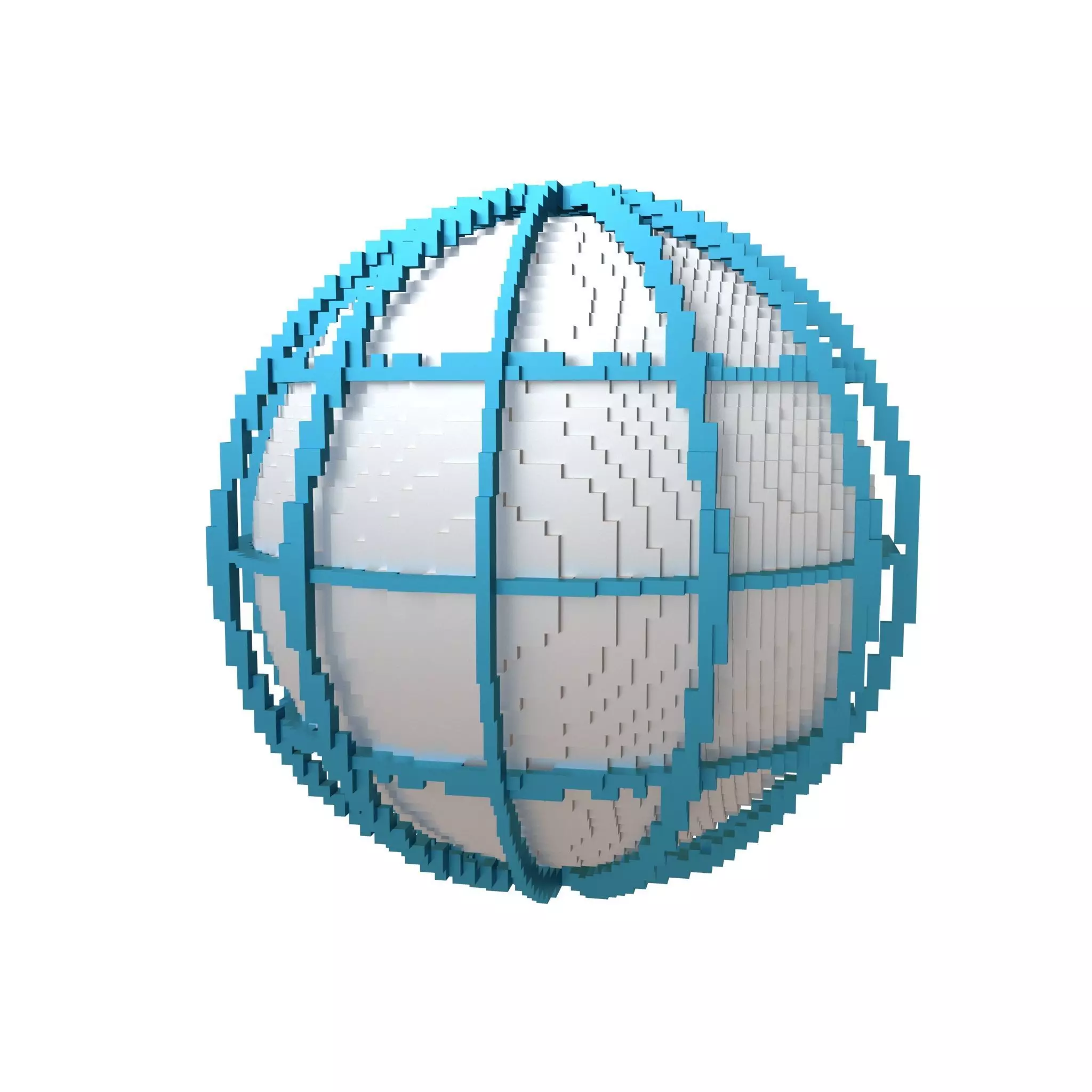 Voxel Globe with Meridians v1 002 Low-poly 3D model_0