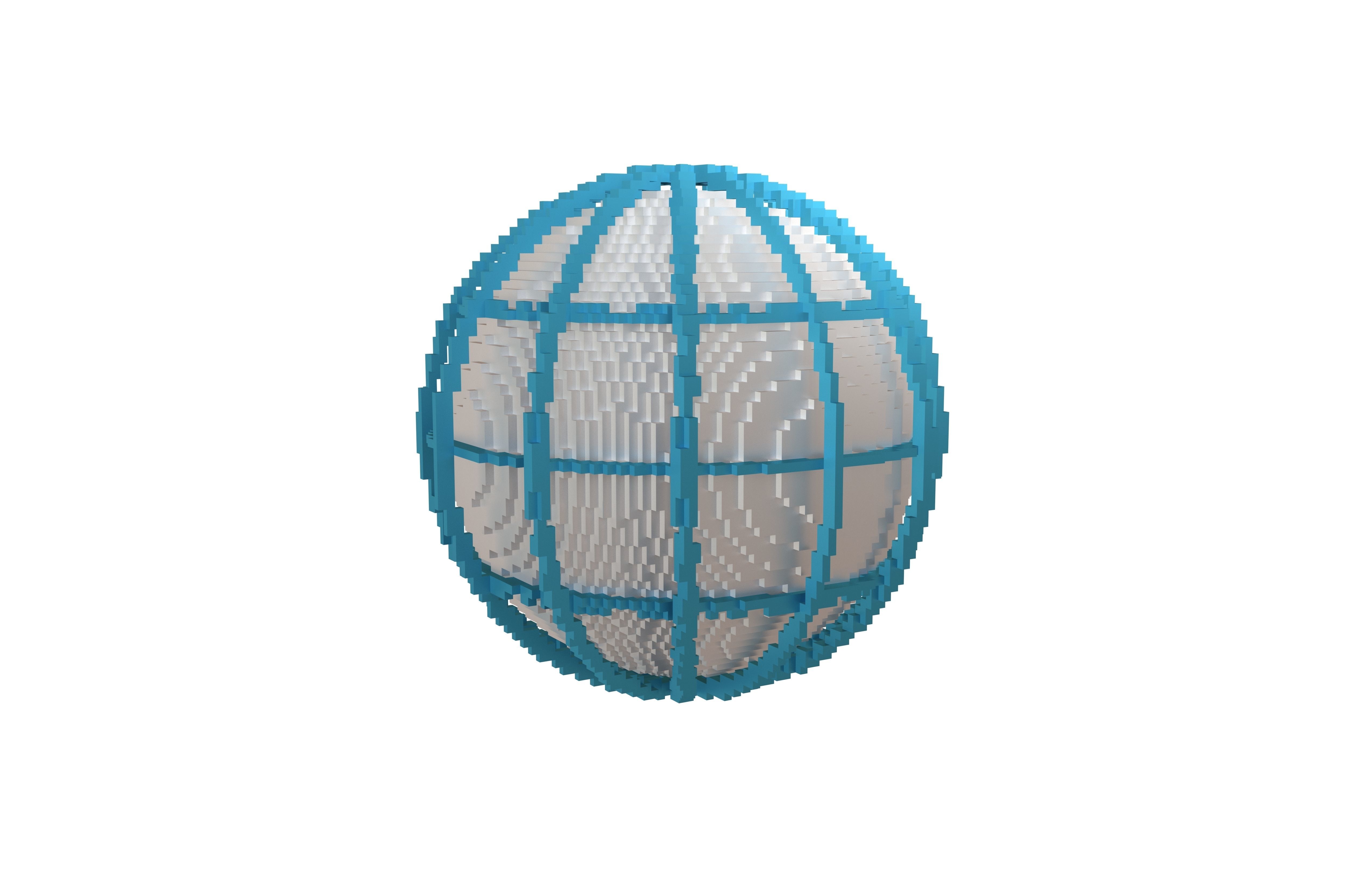 Voxel Globe with Meridians v1 002 Low-poly 3D model_1