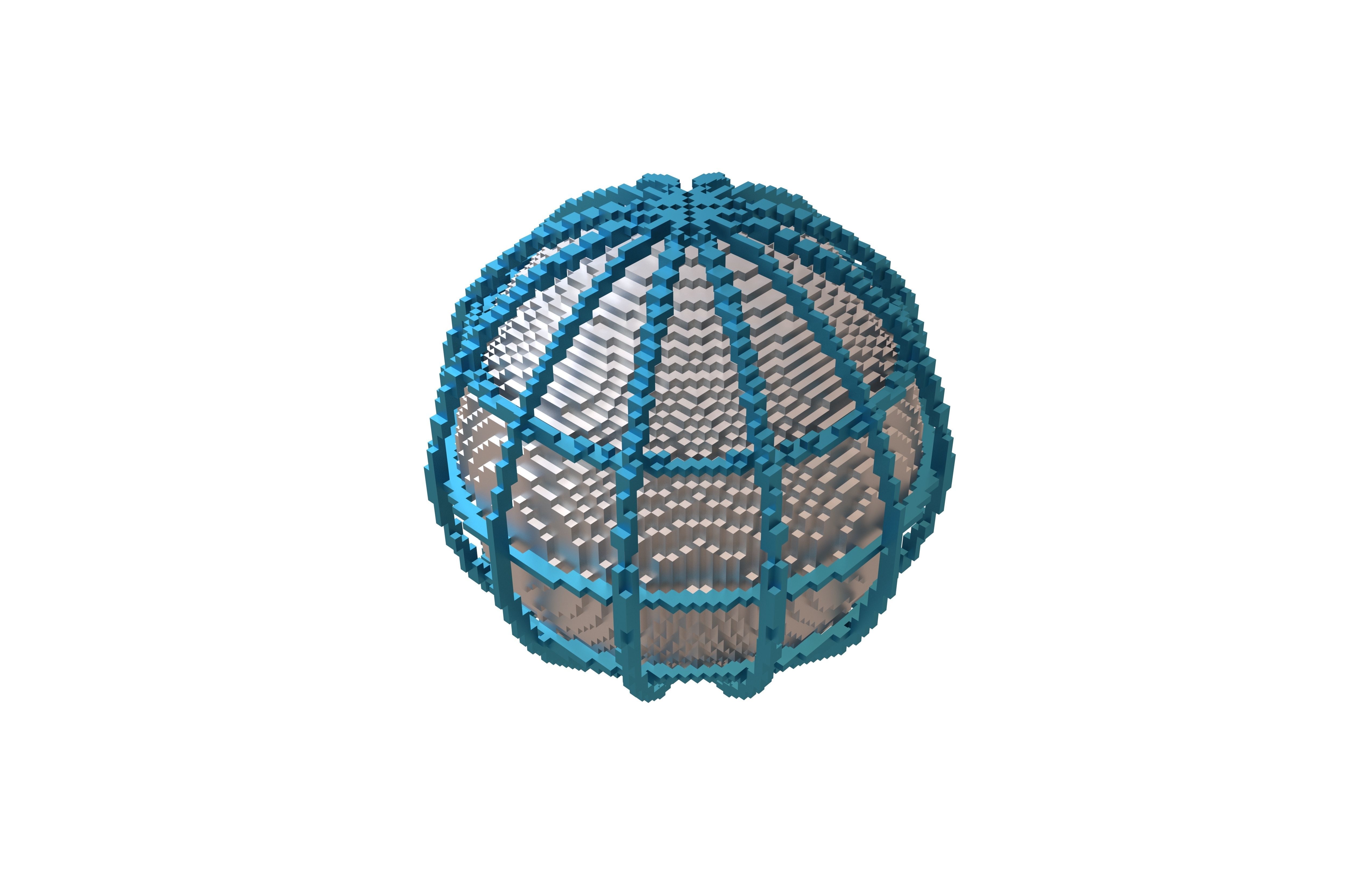 Voxel Globe with Meridians v1 002 Low-poly 3D model_2